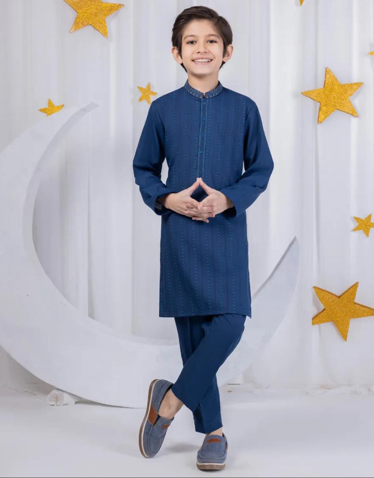 Blue Blended Kurta Pajama