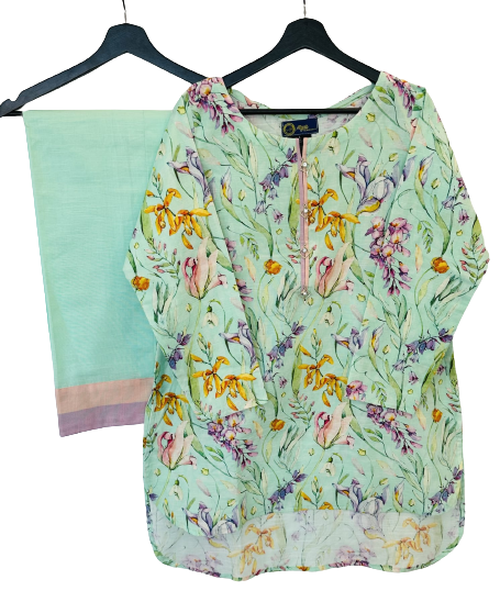 Floral Printed Shirt With Plain Qulote