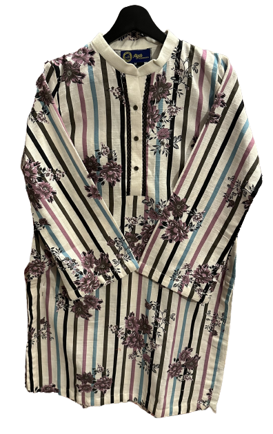 Floral Print Khaddar Shirt With Plain Trouser