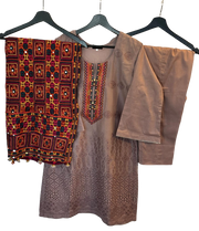 Embroided Shirt And Dupatta With Plain Trouser