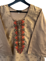 Embroided Shirt And Dupatta With Plain Trouser