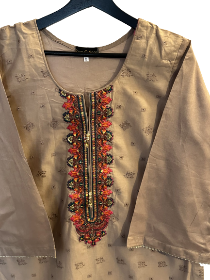 Embroided Shirt And Dupatta With Plain Trouser