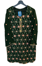 Embroided Chiffon Shirt And Dupatta With Silk Trouser And Underlining