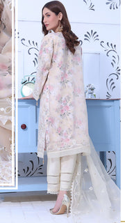 Embroided Organza Shirt And Dupatta With Silk Trouser